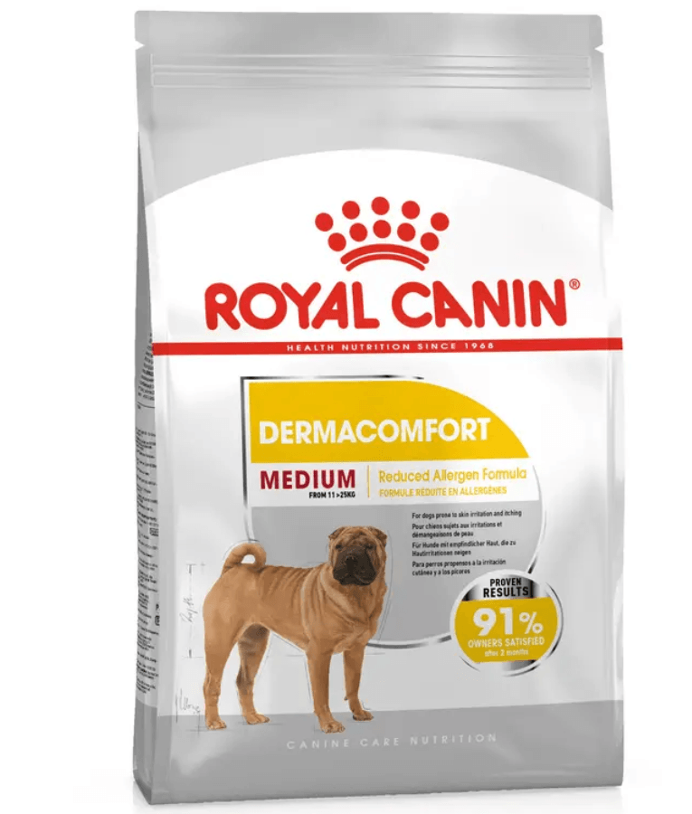 Royal Canin - Dermacomfort, Medium Breed Adult Dry Dog Food, Reduced Allergen Formula, with Omega 3&6 for Sensitive Skin - 3 kg