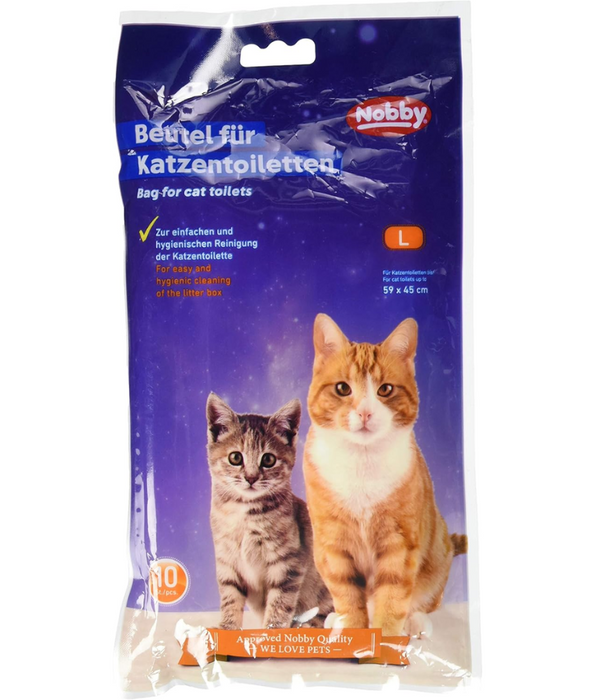 Nobby - Large Cat Litter Tray Bags, Hygienic Liners for Cat Toilets up to 59 x 45 cm - Pack of 10