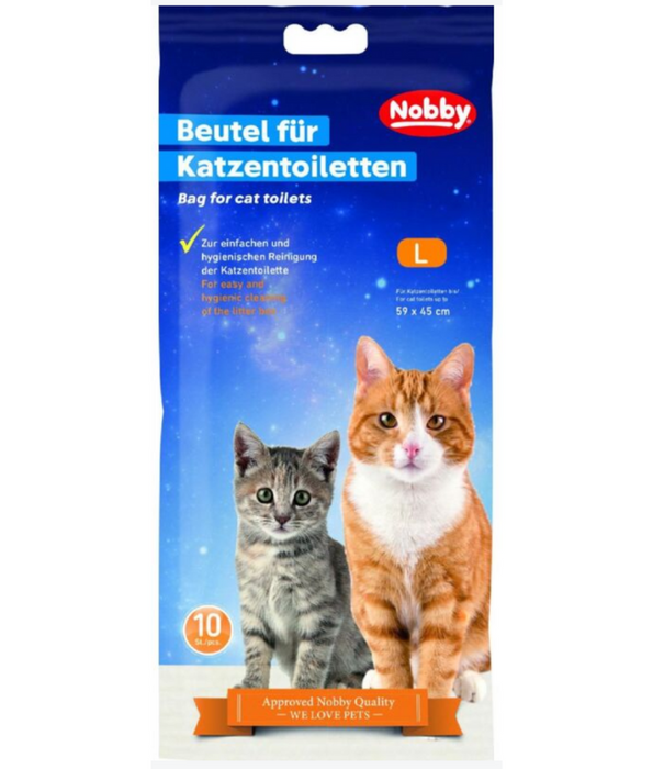 Nobby - Large Cat Litter Tray Bags, Hygienic Liners for Cat Toilets up to 59 x 45 cm - Pack of 10
