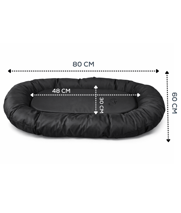King Queen - Oval Bolster Dog & Cat Bed, Zippered Cushion, Cozy Support - 80 x 60 cm with dimensions 80 CM x 60 CM.