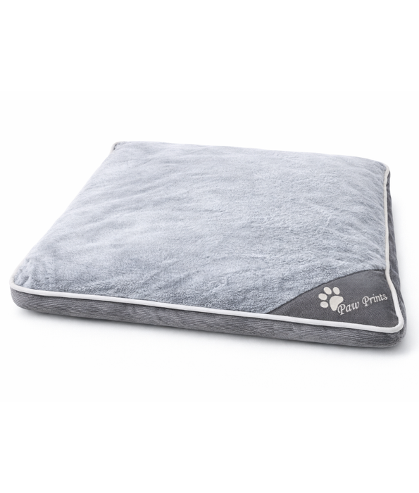 King Queen – Paw Prints Plush Pillow Dog Bed, Removable Washable Cover – 90 × 67 × 12 cm