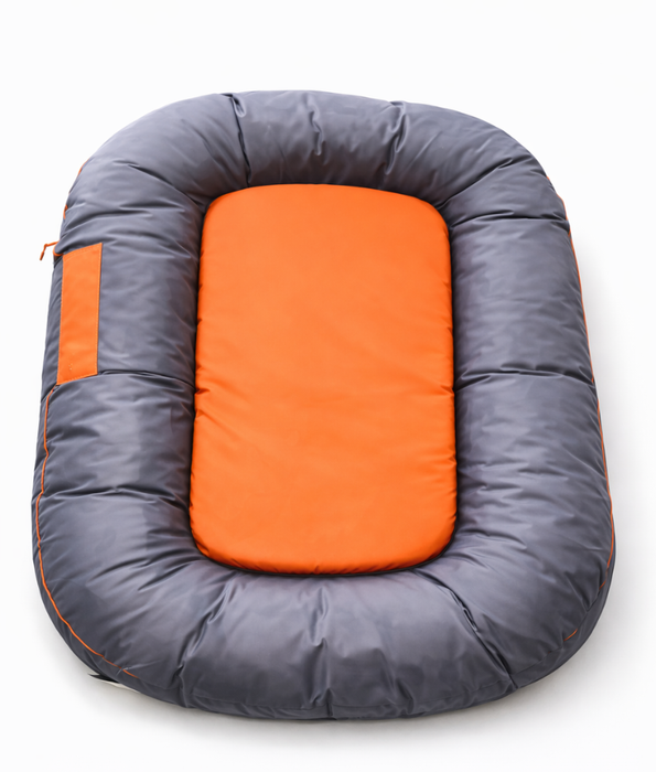 Paw Prints Rectangular Dog Bed – Cozy Cushioned Bed for Dogs & Cats – 70 × 56 × 9 cm