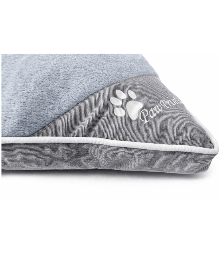 King Queen – Paw Prints Plush Pillow Dog Bed, Removable Washable Cover – 90 × 67 × 12 cm close-up view of the cozy cushion