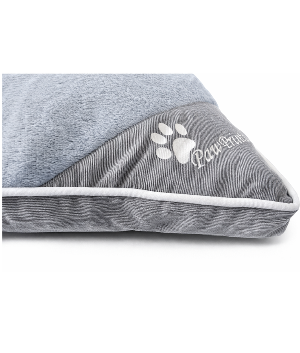 King Queen – Paw Prints Plush Pillow Dog Bed, Removable Washable Cover – 90 × 67 × 12 cm