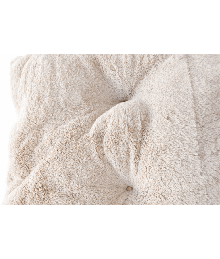 King Queen – Paw Prints Plush Pet Bed Beige Mat, Soft Comfort, Non-Removable Washable Cover – 85 × 70 × 7 cm close-up view