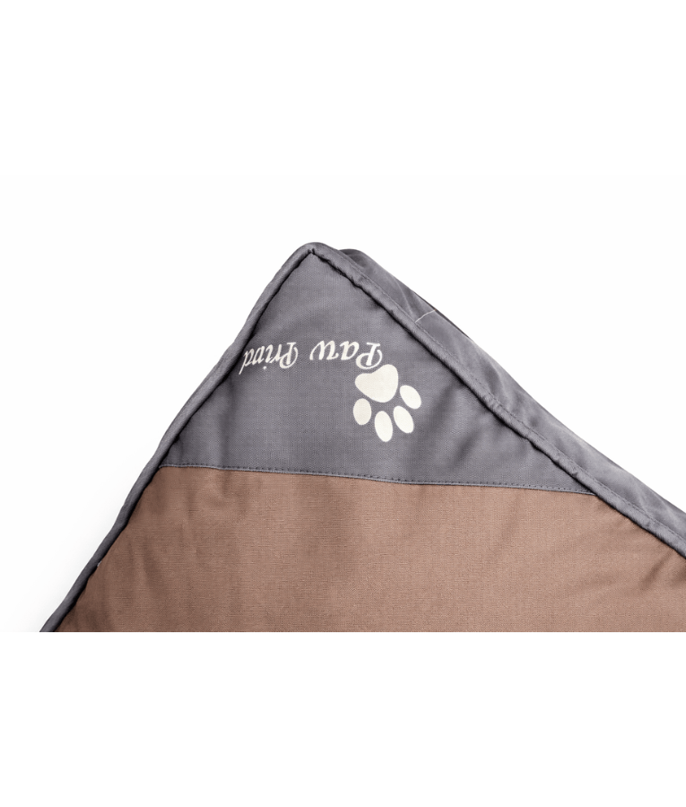 King Queen – Paw Prints Orthopedic Pet Bed, Removable Cover – Dogs & Cats – 65 × 50 × 10 cm corner view.