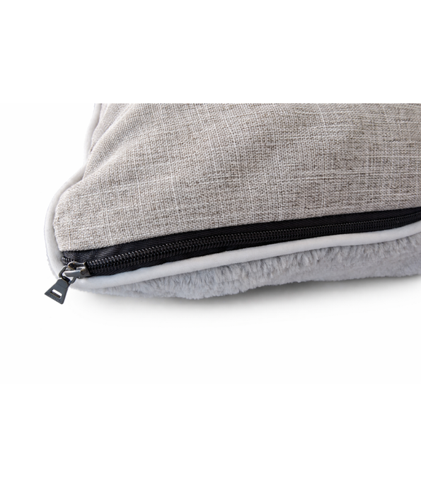 King Queen -  Paw Prints Light Grey Plush Dog Bed – Washable Soft Cushion for Dogs - 91 × 67 x 9 cm