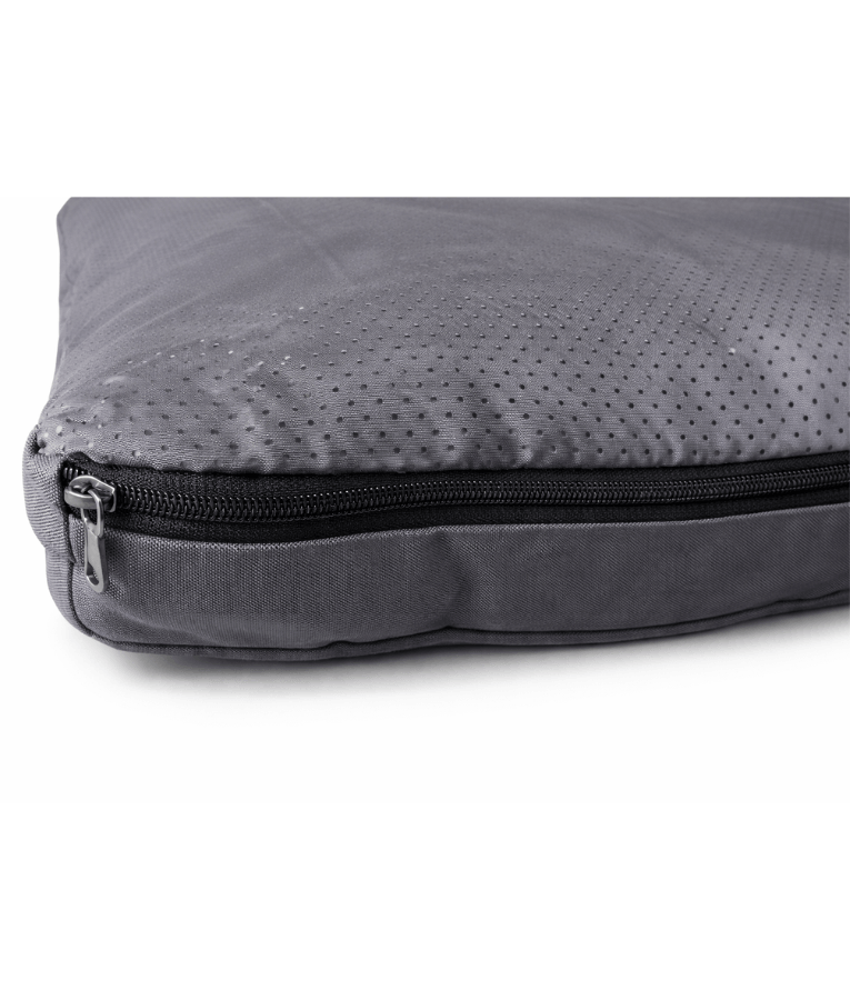 King Queen – Paw Prints Orthopedic Pet Bed, Removable Cover – Dogs & Cats – 65 × 50 × 10 cm close-up of gray cushion surface