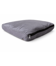 King Queen – Paw Prints Orthopedic Pet Bed, Removable Cover – Dogs & Cats – 65 × 50 × 10 cm side view of gray cushion