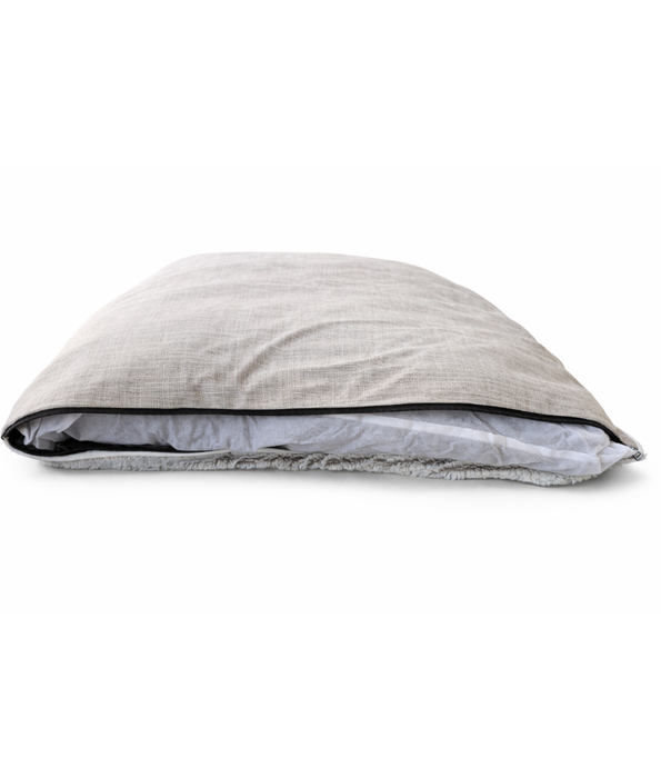 King Queen -  Paw Prints Light Grey Plush Dog Bed – Washable Soft Cushion for Dogs - 91 × 67 x 9 cm