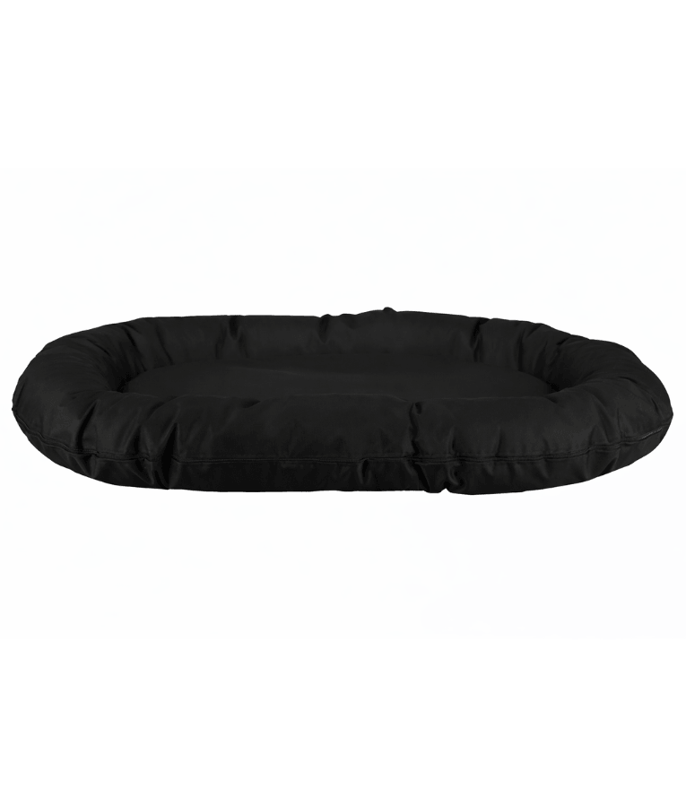 King Queen - Oval Bolster Dog & Cat Bed, Zippered Cushion, Cozy Support - 80 x 60 cm in black for pets to rest comfortably.