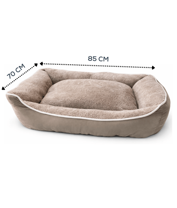 King Queen - Plush Orthopedic Rectangular Dog & Cat Bed – Washable, Soft Cushion – 85x70x20 cm image showing dimensions.