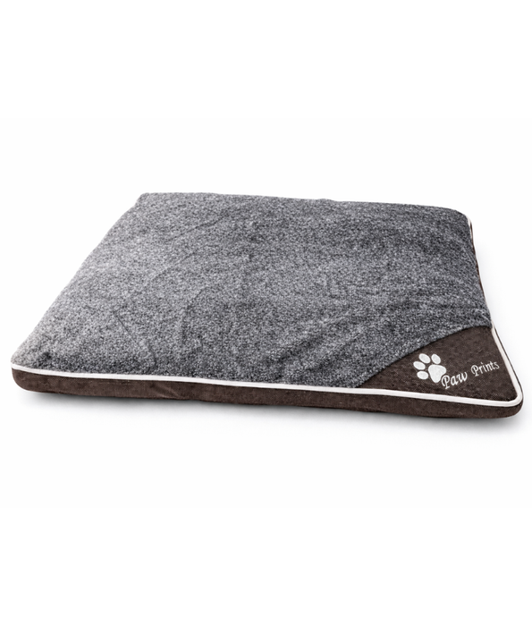 King Queen - Paw Prints Plush Pillow Dog Bed – Removable Washable Cover, Soft Comfort – 90 × 65 × 9 cm