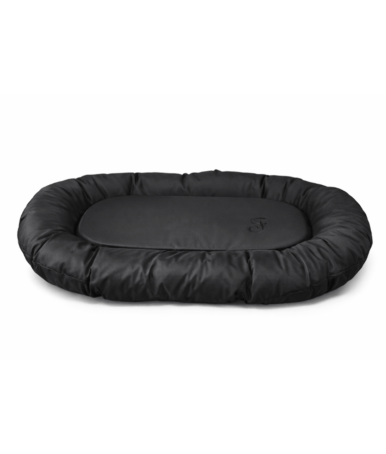 King Queen - Oval Bolster Dog & Cat Bed, Zippered Cushion, Cozy Support - 80 x 60 cm in black color