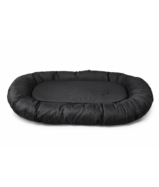 King Queen - Oval Bolster Dog & Cat Bed, Zippered Cushion, Cozy Support - 80 x 60 cm in black color