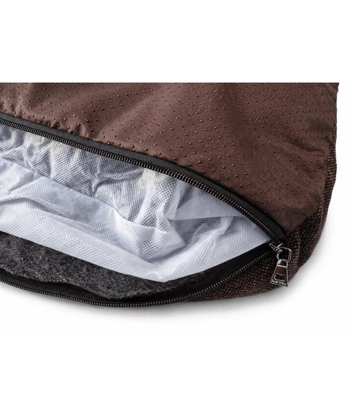 King Queen - Paw Prints Plush Pillow Dog Bed – Removable Washable Cover, Soft Comfort – 90 × 65 × 9 cm close-up of zipper and inner fabric.