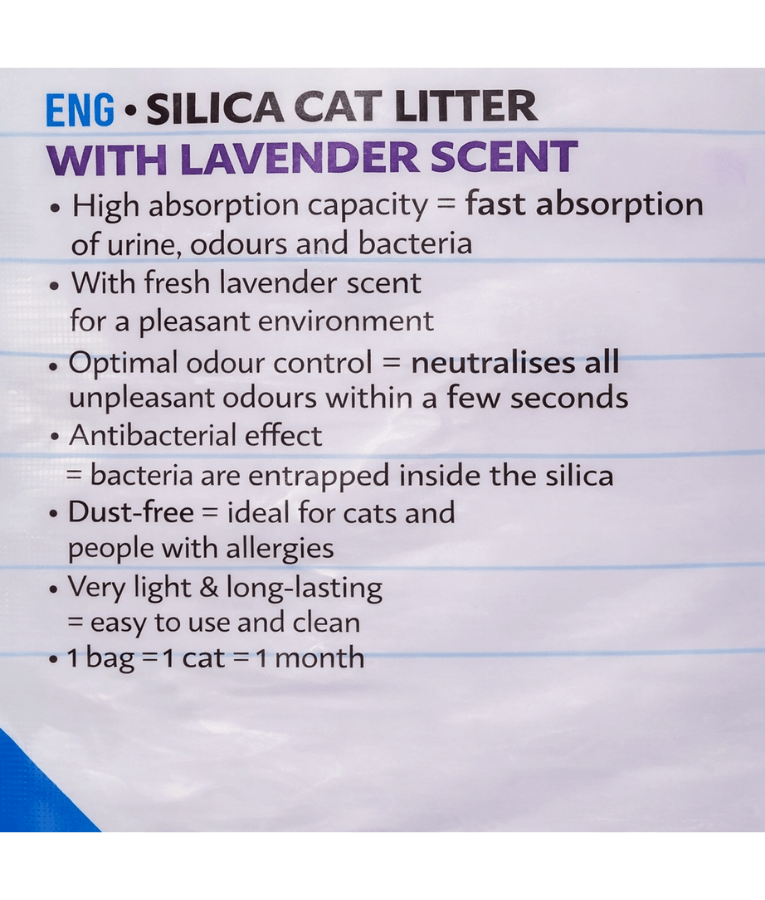 Duvo – Crystal Silica Cat Litter – Lavender Scent, Odor Control Crystal Litter – 5L