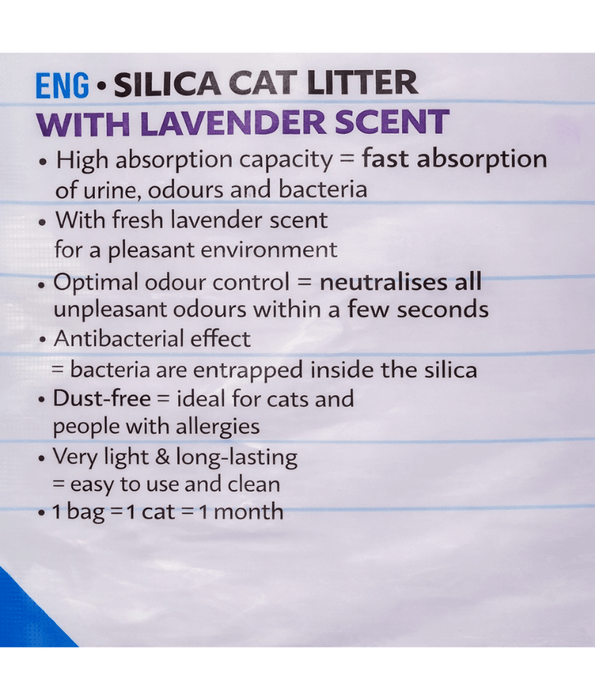 Duvo -  Crystal Silica Cat Litter with Lavender Scent, Dust-Free Odour Control – 5L