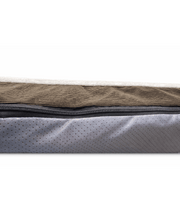 Paw Prints – Grey & Brown Plush Pillow Dog Bed, Faux Fur, Removable Washable Cover – 90 x 65 x 10 cm with zippered cover.