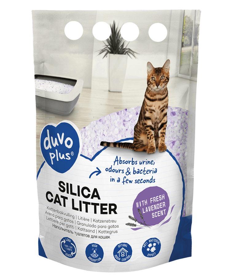 Duvo – Crystal Silica Cat Litter – Lavender Scent, Odor Control Crystal Litter – 5L