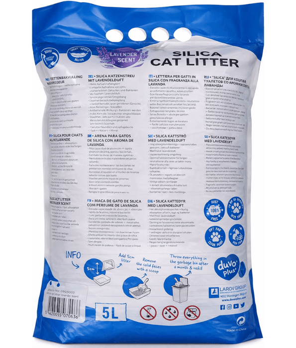 Duvo -  Crystal Silica Cat Litter with Lavender Scent, Dust-Free Odour Control – 5L