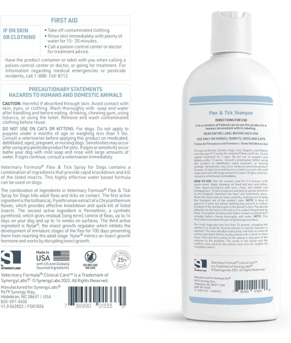 Synergy Labs - Veterinary Formula, Flea & Tick Shampoo For Dogs & Cats - 473 ml