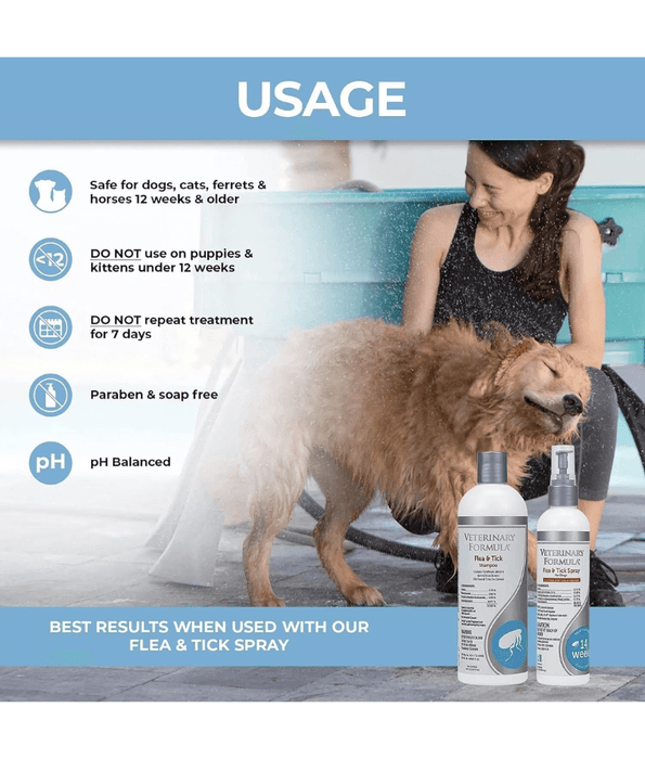 Synergy Labs - Veterinary Formula, Flea & Tick Shampoo For Dogs & Cats - 473 ml