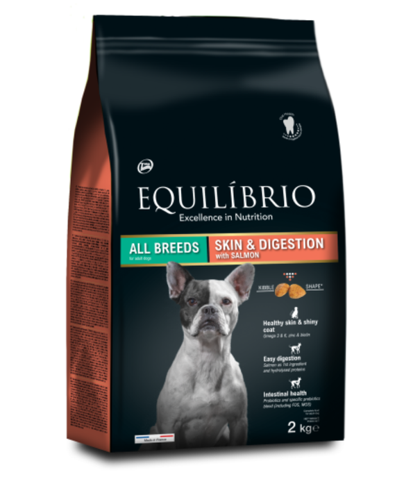 Equilibrio - Skin & Digestion, Adult Dry Dog Food, For All Breeds, With Salmon - 2kg, 12kg