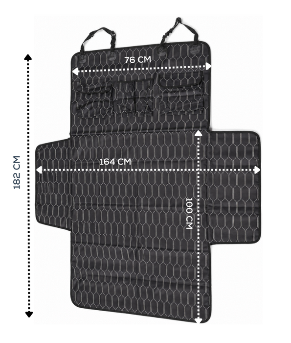 Car Seat Cover - Waterproof Quilted Design, Velcro Attachment, Scratch Protection, Dog Car Seat Protector - L x W 76 x 100 cm