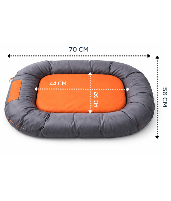 Paw Prints Rectangular Dog Bed – Cozy Cushioned Bed for Dogs & Cats – 70 × 56 × 9 cm