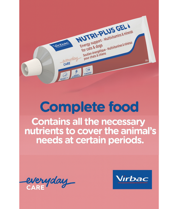 Virbac - Nutri-Plus Gel, High-Energy Multivitamin & Mineral Supplement for Dogs & Cats - 120g