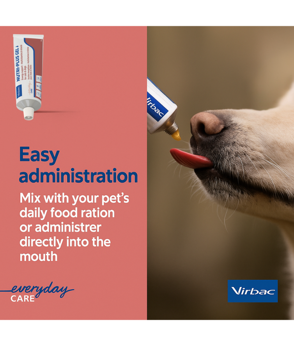 Virbac - Nutri-Plus Gel, High-Energy Multivitamin & Mineral Supplement for Dogs & Cats - 120g