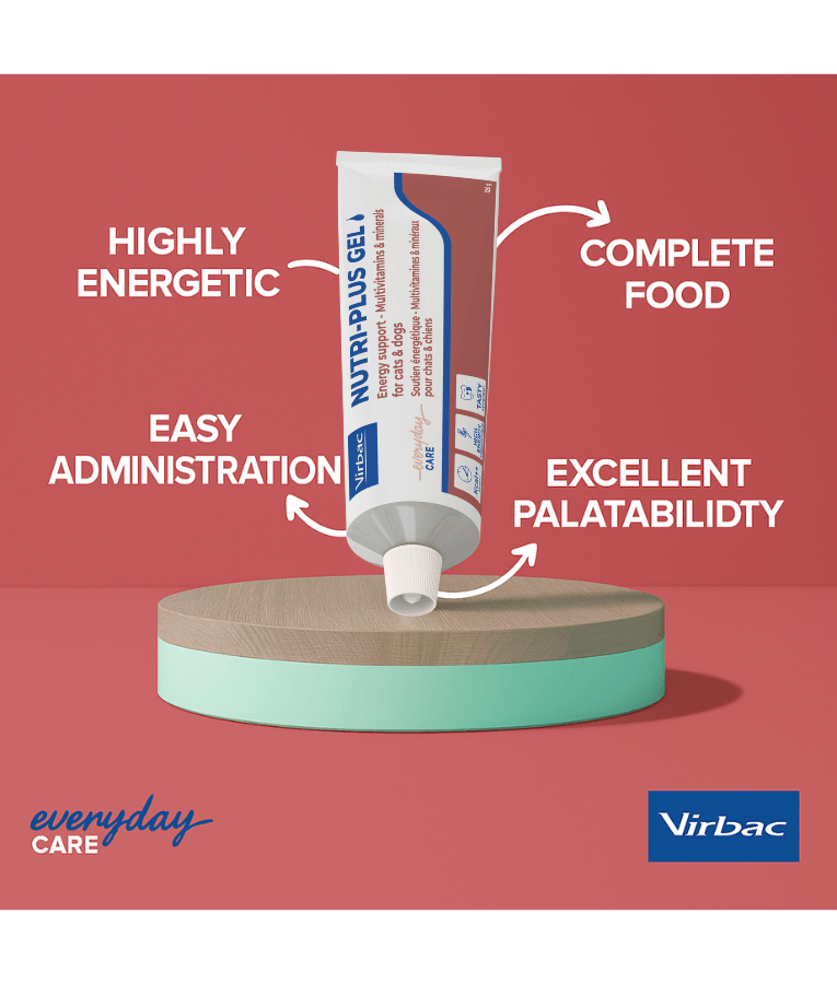 Virbac - Nutri-Plus Gel, High-Energy Multivitamin & Mineral Supplement for Dogs & Cats - 120g