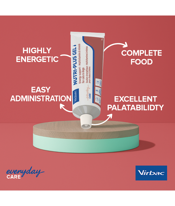 Virbac - Nutri-Plus Gel, High-Energy Multivitamin & Mineral Supplement for Dogs & Cats - 120g