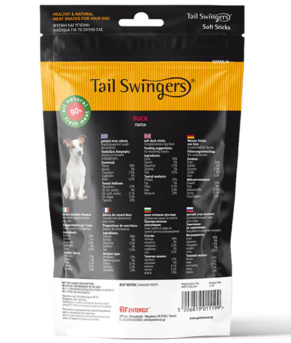 Tail Swingers - Soft Sticks Duck - Muscles, Bones, and Immune System Support Treats - 100g