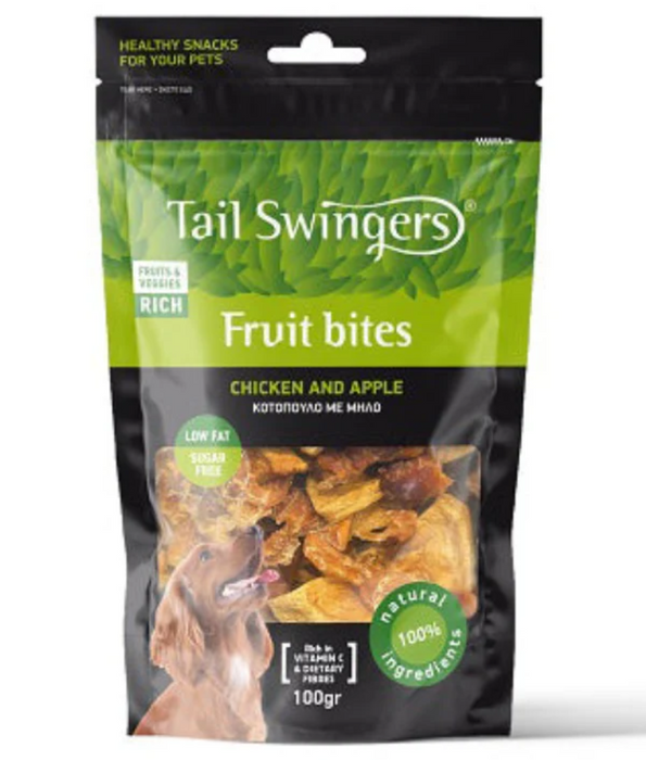 Tail Swingers - Fruit Bites Chicken and Apples - Fat Burning Support Treats - 100g