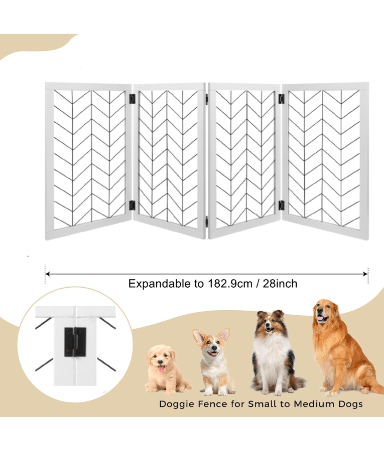 Pawise - Freestanding Foldable Pet Gate, Wooden & Metal Safety Barrier for Dogs & Cats - 183×71 cm