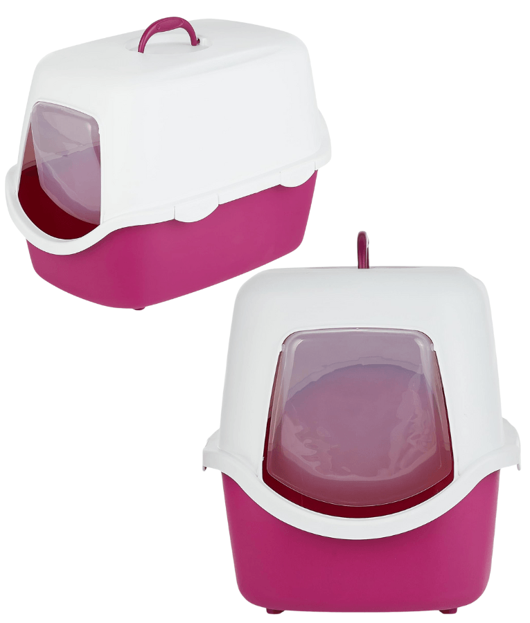 TRIXIE Cat litter Box Vico 40 × 40 × 56 cm, Berry & White
