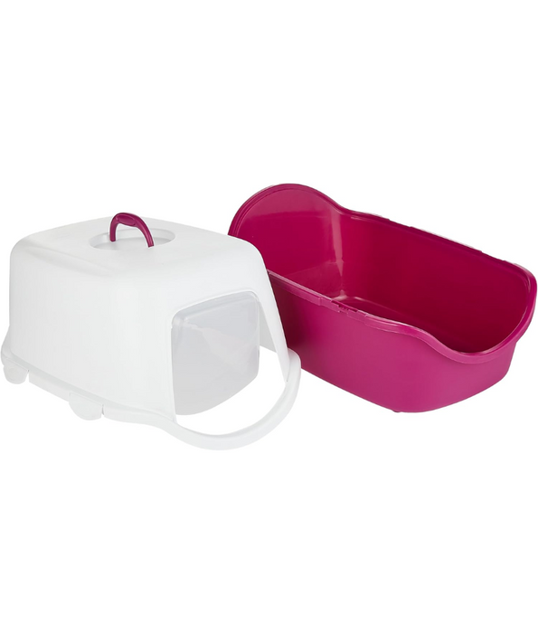 TRIXIE Cat litter Box Vico 40 × 40 × 56 cm, Berry & White