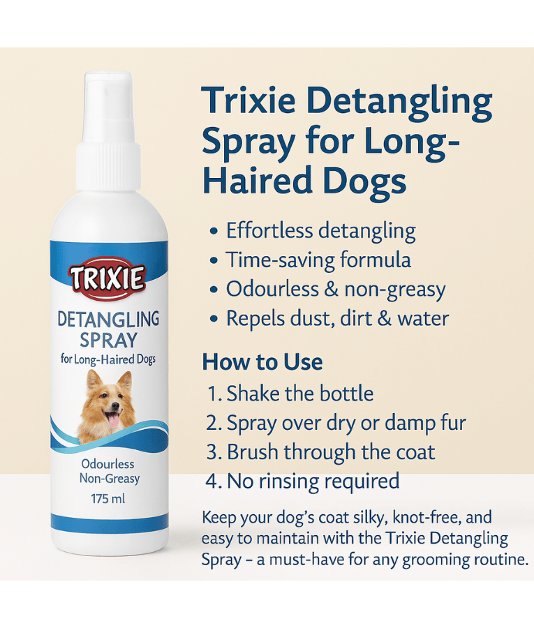 Trixie - Detangling Spray for Long-Haired Dogs, Odourless, Non-Greasy Coat Care - 175ml