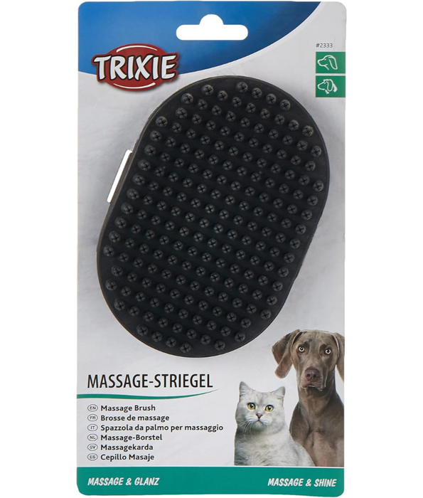 Trixie - Massage & Shine Brush, Natural Rubber Grooming Tool with Hand-Loop for Long-Haired Dogs & Cats - 9 × 13 cm