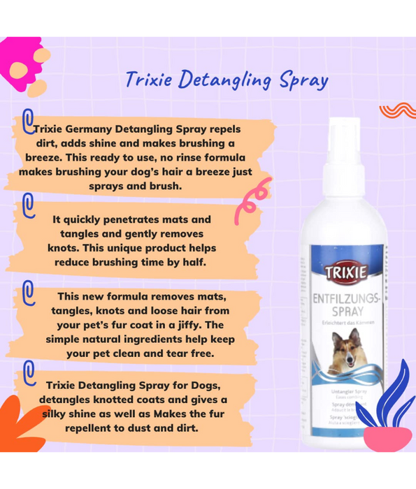 Trixie - Detangling Spray for Long-Haired Dogs, Odourless, Non-Greasy Coat Care - 175ml