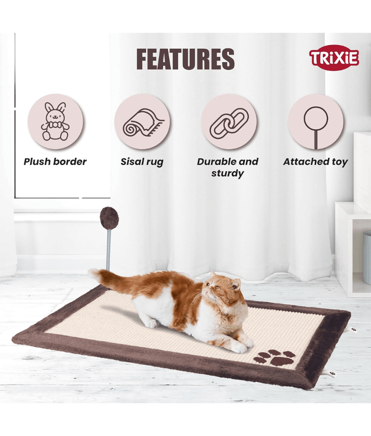 Trixie - Dual-Sided Scratching Mat with Toy for Cats 70x45 cm