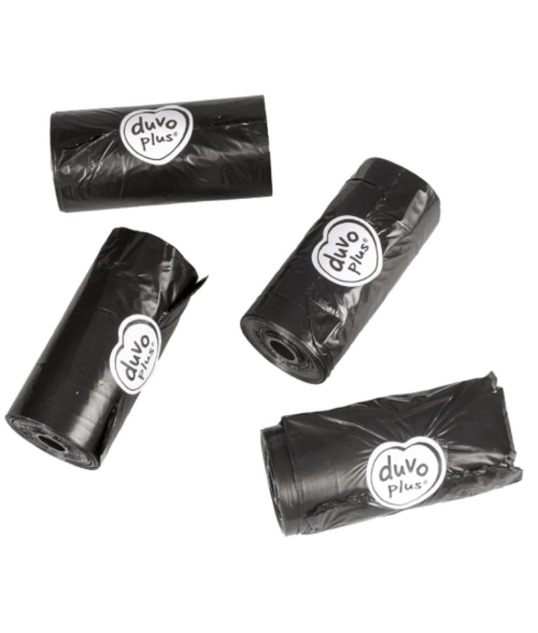 Duvo Plus – Classic Black Dog Poo Bags, 4 Rolls × 20 Bags