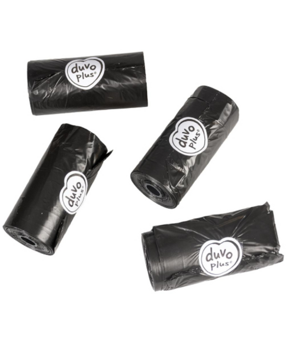 Duvo Plus – Classic Black Dog Poo Bags, 4 Rolls × 20 Bags