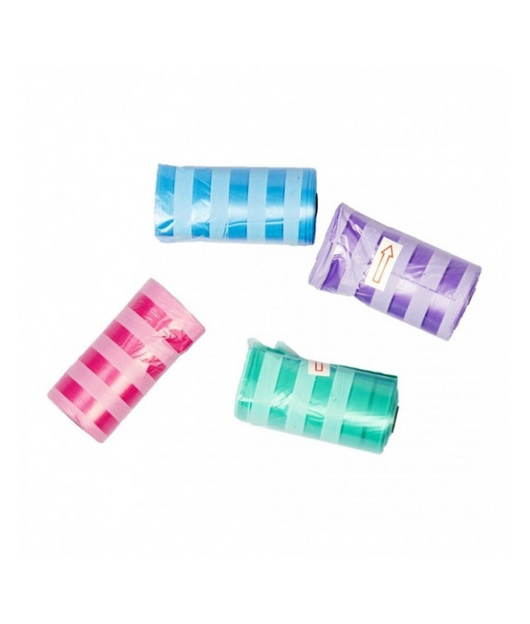 Duvo Plus – Striped Dog Poo Bags, 4 Rolls × 20 Bags, Assorted Colors