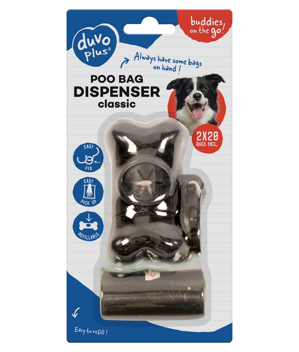 Duvo- Plus Poo Bag Dispenser Classic – Includes 2 × 20 Bags