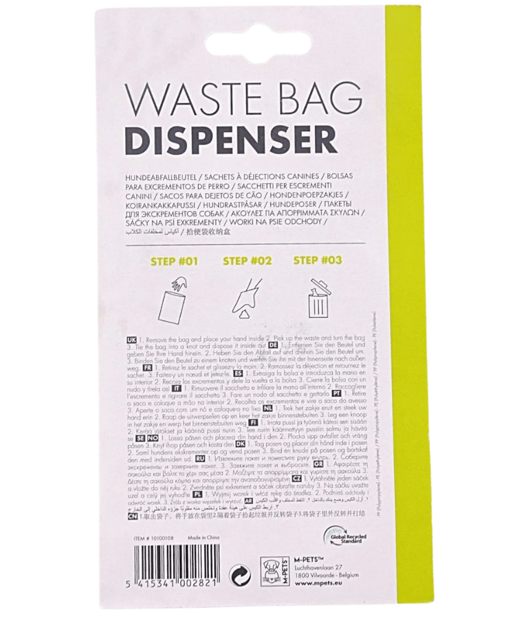 MPets – Green Waste Bag Dispenser with Paw Print Design + 2 Rolls (30 Bags Total)