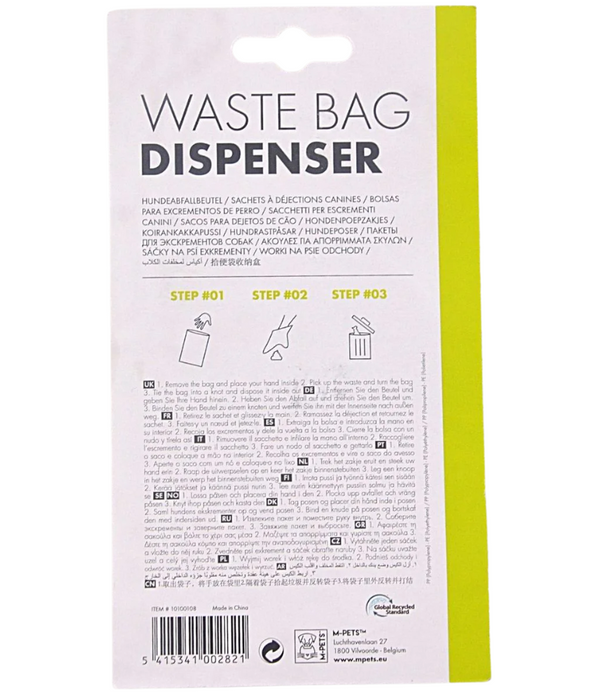 MPets – Green Waste Bag Dispenser with Paw Print Design + 2 Rolls (30 Bags Total)