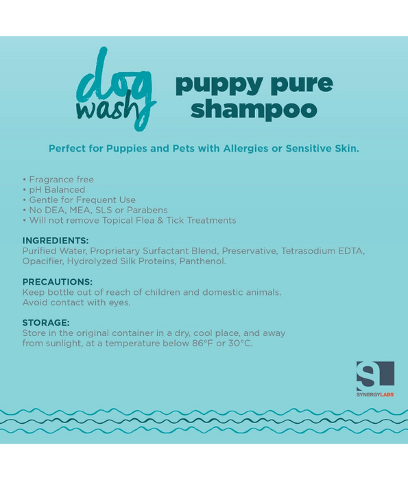 Synergy Labs - Baby, Puppy Pure Shampoo, Tearless, Hypoallergenic, Fragnance-free - 709ml